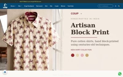COUP Bengali artisan apparel online store homepage