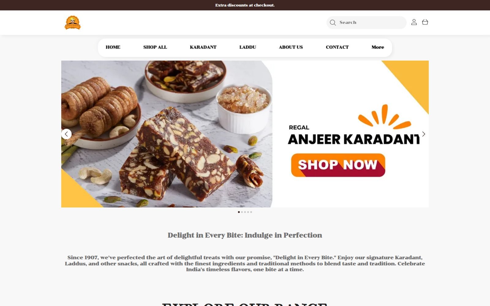 Vijaya Karadantu traditional sweets online store homepage