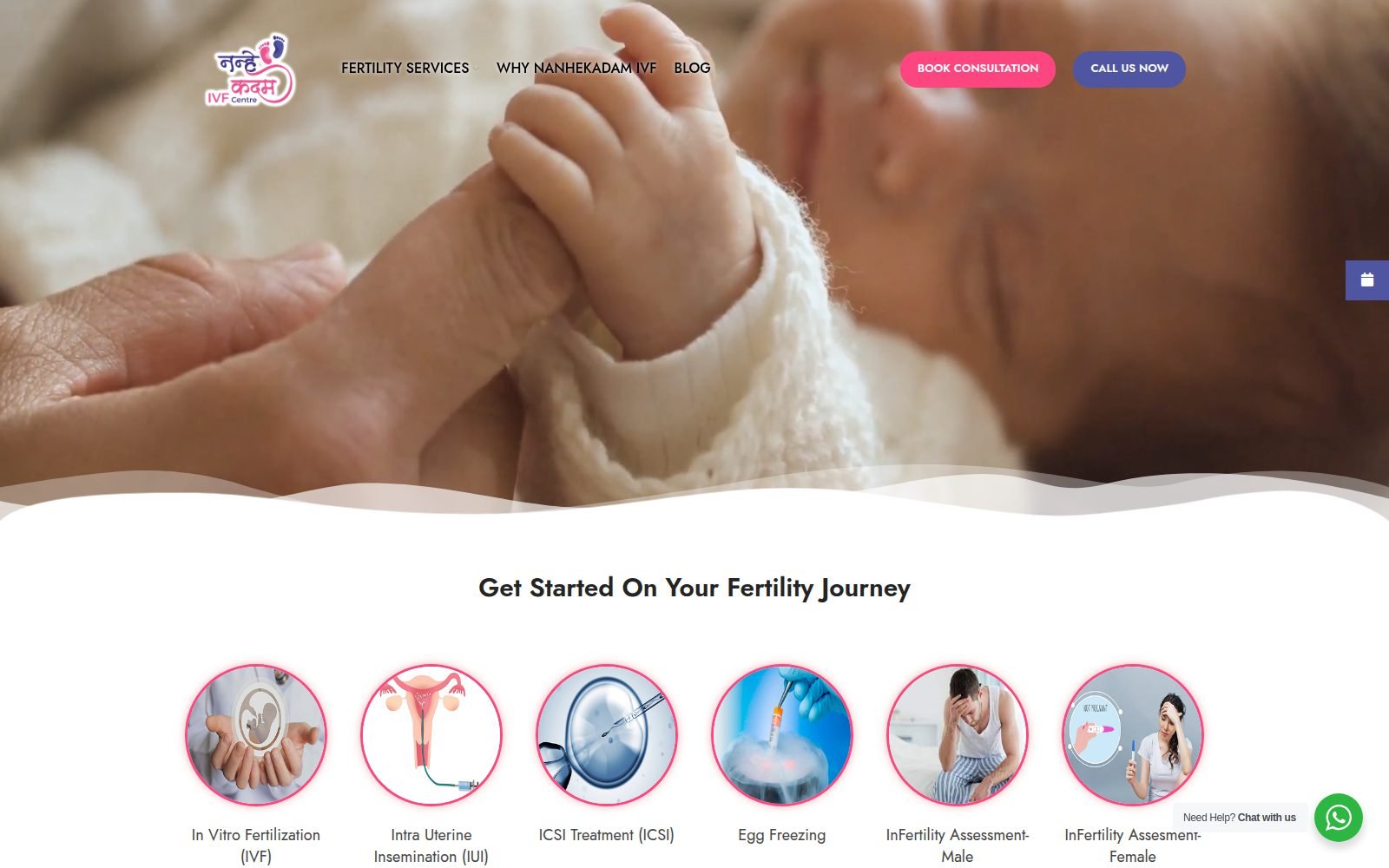 Nanhe Kadam IVF Centre website homepage