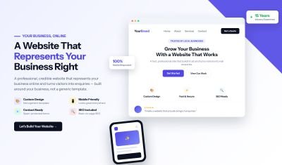 RankDigi business website development service — desktop and mobile responsive homepage mockup